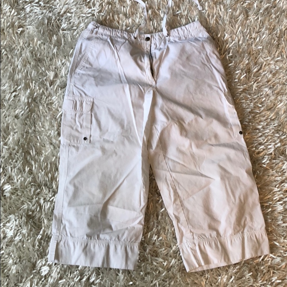 White cargo style capris